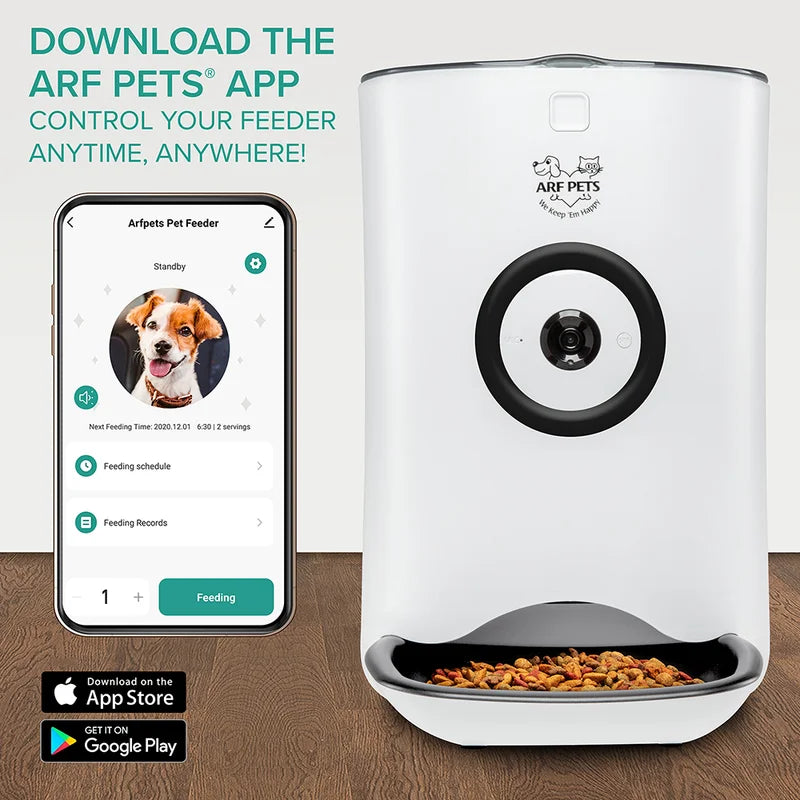 Smart Automatic Pet Feeder with Wi-Fi, Hd Camera with Voice and Video Recording, Programmable Food Dispenser for Dogs & Cats with Easy App-Controlled, 20-Cup Capacity, for Iphone & Android